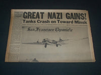 1941 JUNE 28 SAN FRANCISCO CHRONICLE - GREAT NAZI GAINS - TANKS CRASH - NP 3639