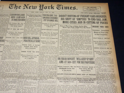 1920 MAY 21 NEW YORK TIMES NEWSPAPER - DIRECT ROUTING OF FREIGHT CARS - NT 8687