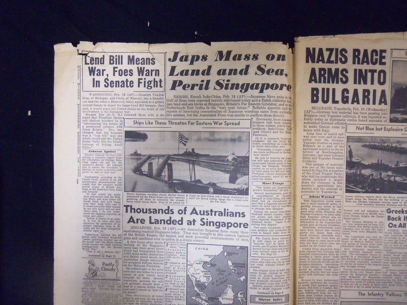 1941 FEBRUARY 19 NEW YORK DAILY MIRROR - JAPS MASS FOR FAR EAST BLOW - NP 2135