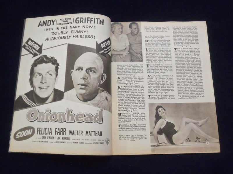 1958 NOVEMBER FILM REVIEW MAGAZINE - RHONDA FLEMING - YUL BRYNNER - J 9695