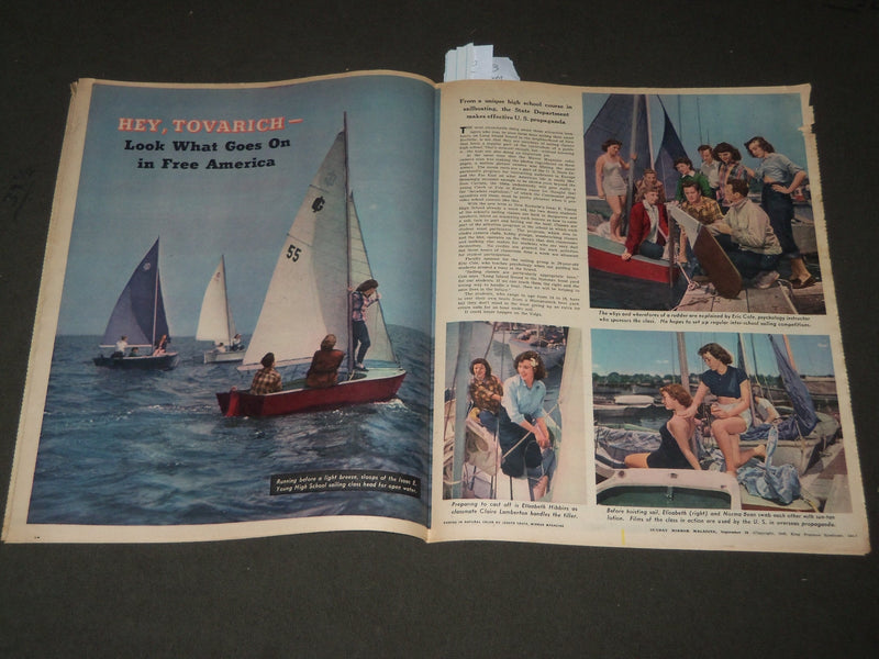 1949 SEPTEMBER 18 SUNDAY MIRROR MAGAZINE SECTION - JOAN EVANS - J 3016
