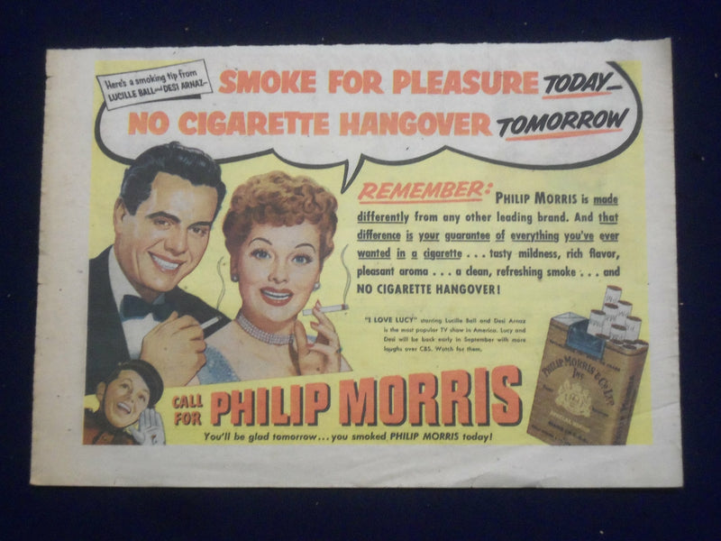 1950'S I LOVE LUCY - PHILIP MORRIS COLOR COMICS ADS - LOT OF 3 - NP 5267