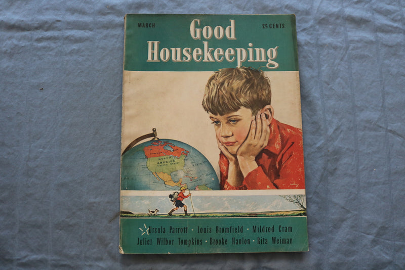 1939 MARCH GOOD HOUSEKEEPING MAGAZINE - BOY AND WORLD GLOBE COVER - SP 5397L