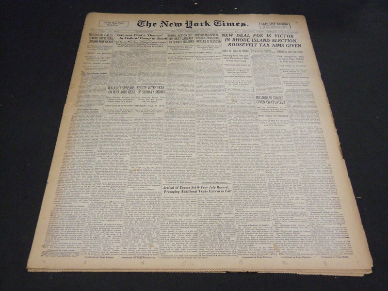1935 AUGUST 7 NEW YORK TIMES - NEW DEAL FOE VICTOR IN RHODE ISLAND - NT 4860