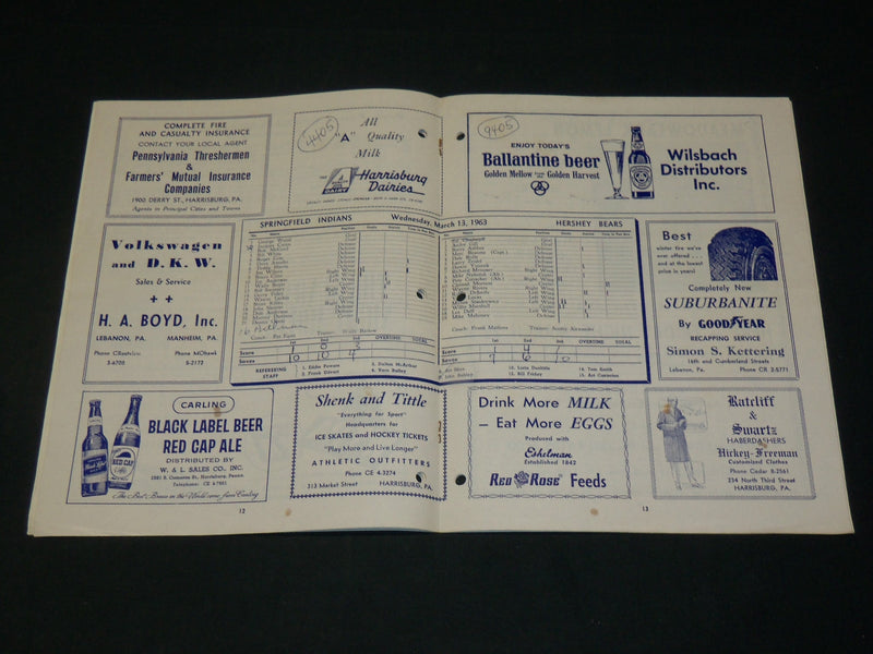 1962-1964 HERSHEY BEARS HOCKEY PROGRAM - LOT OF 2 - NHL PLAYERS - J 5950