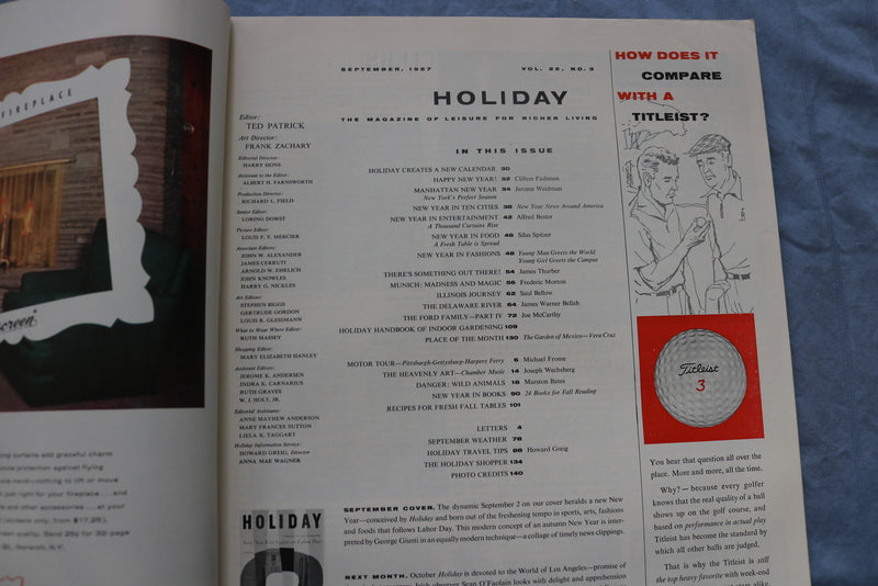 1957 SEPTEMBER HOLIDAY MAGAZINE - YOUR NEW YEAR BEGINS ON LABOR DAY - SP 4786S
