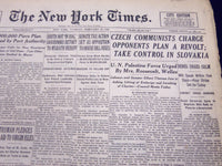 1948 FEB 24 NEW YORK TIMES NEWSPAPER - CZECH COMMUNISTS CHARGE OPPENENTS - NT 56