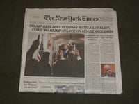 2018 NOVEMBER 8 NEW YORK TIMES- TRUMP REPLACES JEFF SESSIONS W/ MATTHEW WHITAKER