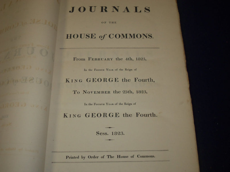 1823 JOURNALS OF THE HOUSE OF COMMONS - KING GEORGE IV 4TH YEAR REIGN - KD 4H