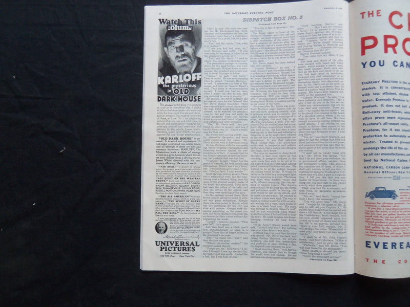 1932 NOVEMBER 5 THE SATURDAY EVENING POST MAGAZINE - ILLUSTRATED COVER -SP 1488
