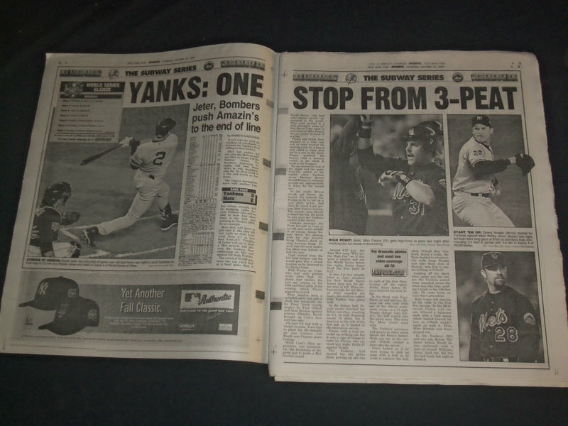 2000 OCT 26 NEW YORK POST NEWSPAPER-YANKEES BEAT METS WORLD SERIES GM 3-NP 4141
