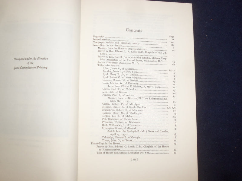 1974 MEMORIAL TRIBUTES TO J. EDGAR HOOVER HARDCOVER BOOK BY - KD 9090