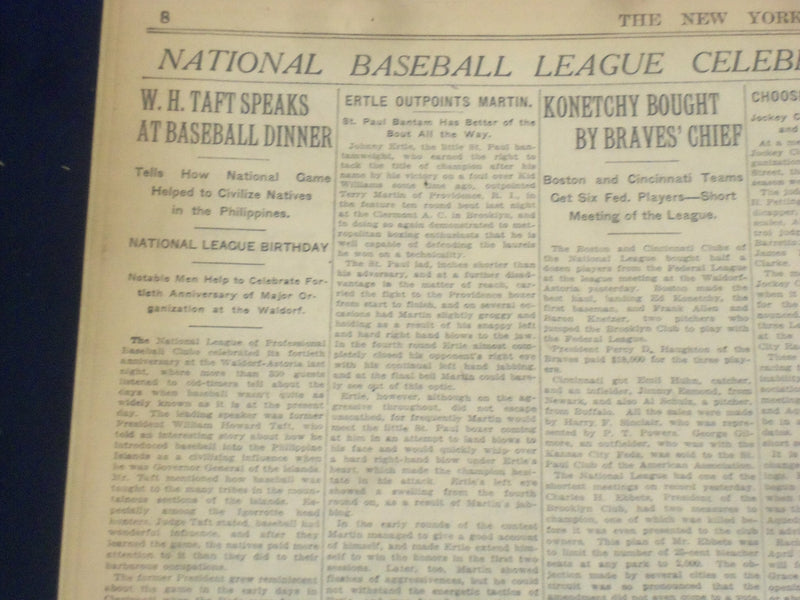1916 FEB 10 NEW YORK TIMES - NATIONAL BASEBALL LEAGUE 40TH ANNIVERSARY- NT 9031