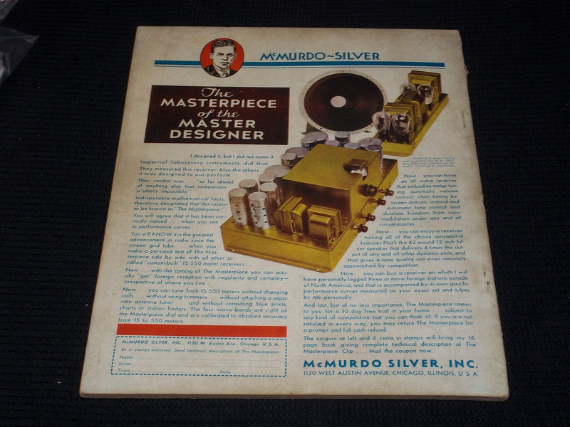 1933 FEBRUARY RADIO NEWS MAGAZINE - PUBLIC ADDRESS SYSTEM FRONT COVER - E 5170