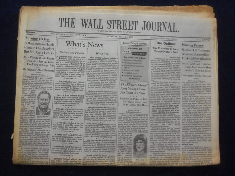 1999 MAY 24 THE WALL STREET JOURNAL -MURRAY KLAUBER HANDS REINS DAUGHTER- WJ 345