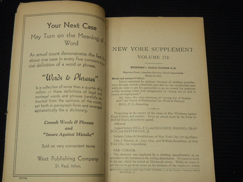 1935 NEW YORK SUPPLEMENT NATIONAL REPORTER LOT OF 4 ISSUES - O 3074B
