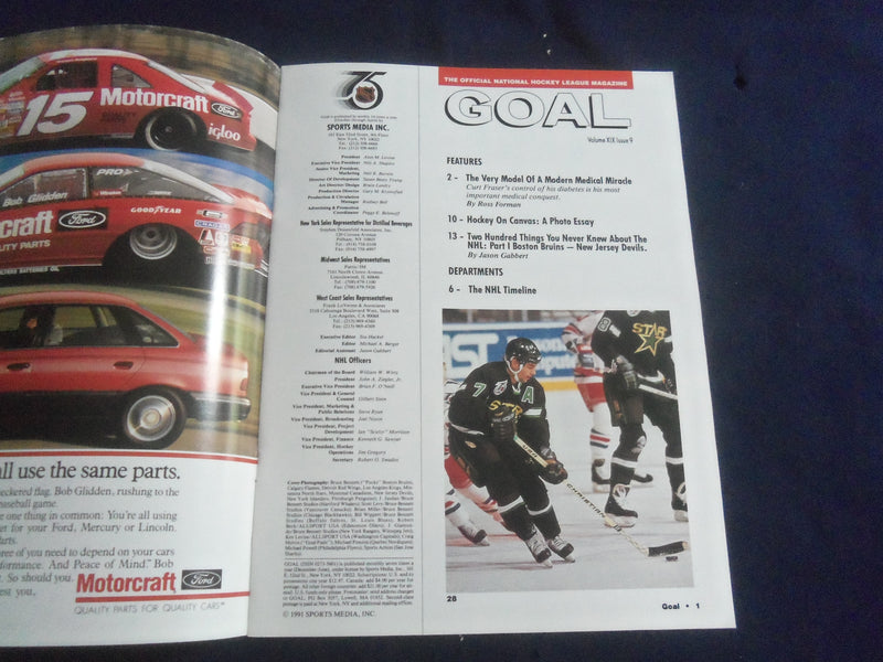 1991 NHL GOAL MAGAZINE - BRETT HULL COVER - VOLUME XIX, ISSUE 9 - SP 6483U