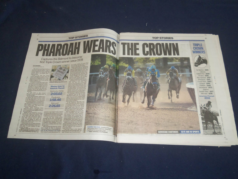 2015 JUNE 7 NEW YORK NEWSDAY NEWSPAPER - PHAROAH WINS TRIPLE CROWN - NP 5584