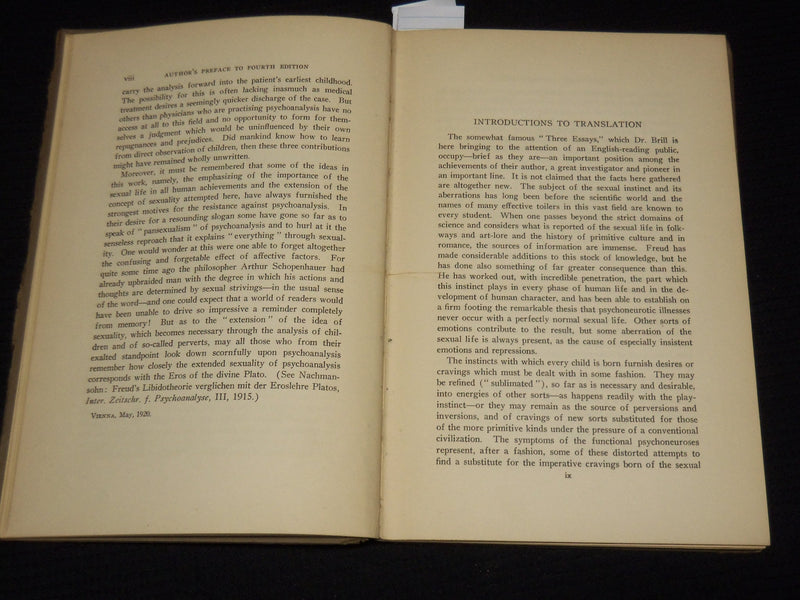 1930 THREE CONTRIBUTIONS TO THE THEORY OF SEX BOOK BY SIGMUND FREUD - KD 4505F