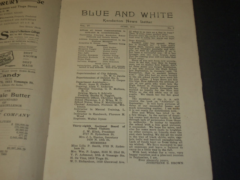 1915 KENDERTON NEWS LETTER BLUE & WHITE LOT OF 2 - ST 5243