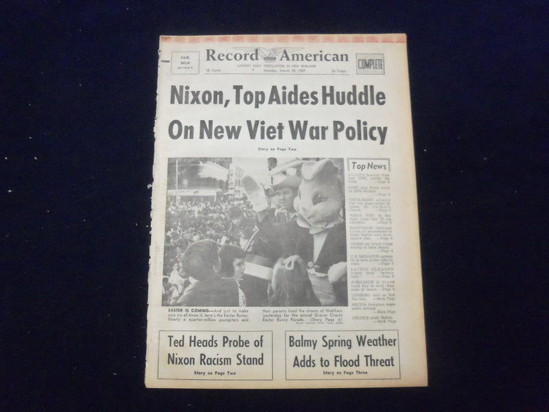 1969 MAR 24 BOSTON RECORD AMERICAN NEWSPAPER-NIXON, NEW VIET WAR POLICY -NP 6339