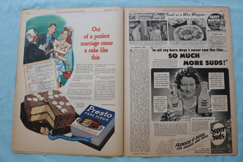 1942 DEC 6 SUNDAY MIRROR NEWSPAPER MAGAZINE SECTION - PEARL HARBOR - NP 9076