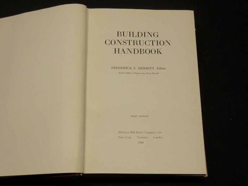 1958 BUILDING CONSTRUCTION HANDBOOK BY FREDERICK MERRITT - FIRST EDN - KD 5941