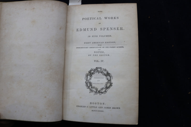 1839 THE POETICAL WORKS OF EDMUND SPENSER HARDCOVER BOOKS - 5 VOLUMES - KD 9450
