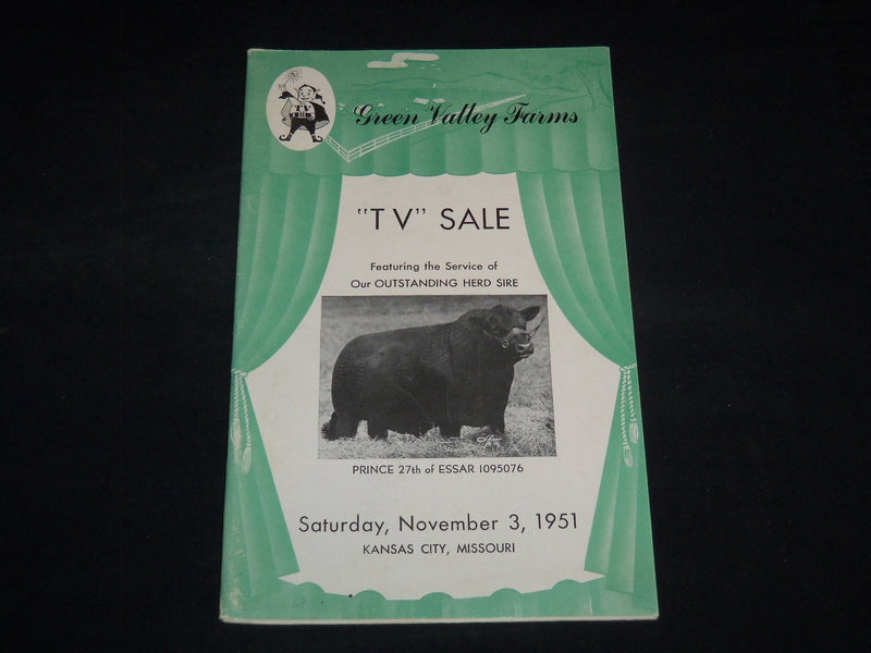 1951 GREEN VALLEY FARMS TV CATTLE SALE CATALOG - KANSAS CITY, MISSOURI - J 9114