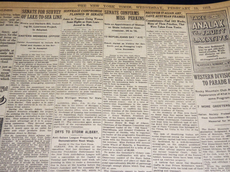 1919 FEBRUARY 19 NEW YORK TIMES - GERMANY ANGRY OVER TRUCE TERMS - NT 7976