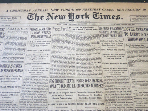 1930 DECEMBER 7 NEW YORK TIMES - DUNCAN DANA IS DROWNED OFF MARBLEHEAD - NT 5625