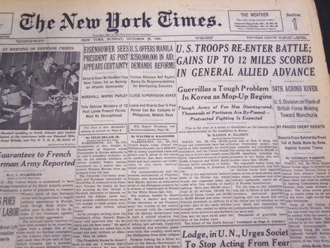 1950 OCTOBER 29 NEW YORK TIMES - U. S. TROOPS RE-ENTER BATTLE - NT 4562
