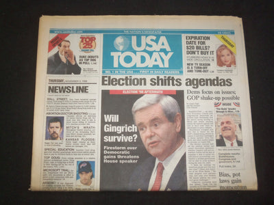 1998 NOVEMBER 5 USA TODAY NEWSPAPER - ELECTION SHIFTS AGENDAS-GINGRICH - NP 7964