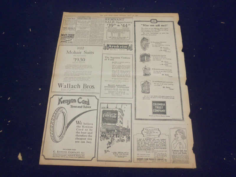 1920 JULY 19 NEW YORK TIMES - HARDING ISSUES CHALLANGE TO COX - NT 9344