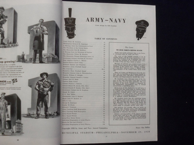 1958 NOVEMBER 29 ARMY-NAVY FOOTBALL PROGRAM-MUNICIPAL STADIUM PHILADELPHIA-K 128