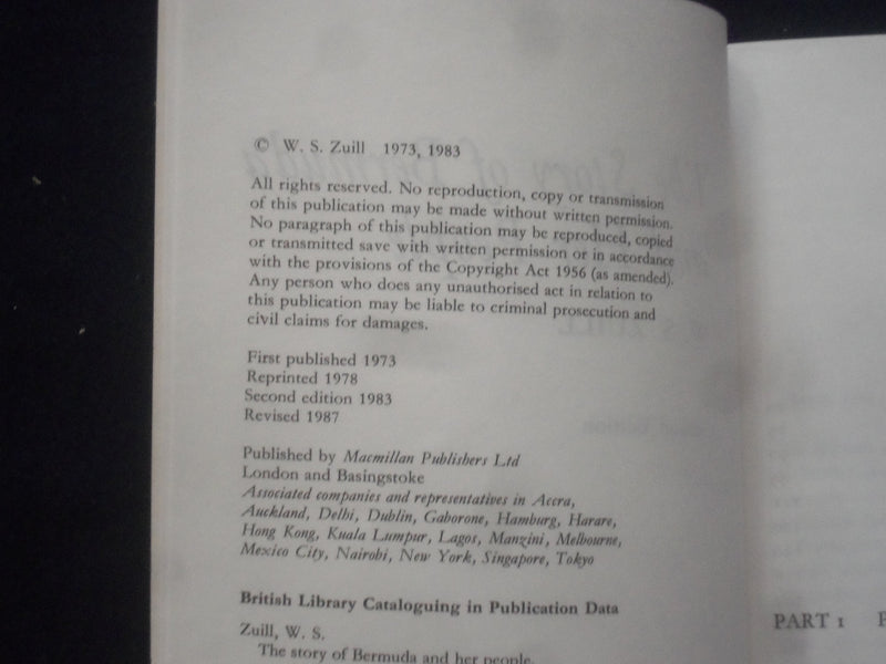 1983 THE STORY OF BERMUDA AND HER PEOPLE BY W.S . ZUILL - J 8362