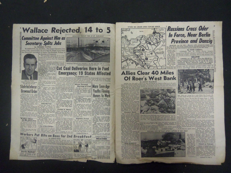 1945 JAN 27 NEW YORK DAILY MIRROR-SENATE GROUP TURNS DOWN WALLACE, 14-5- NP 2222