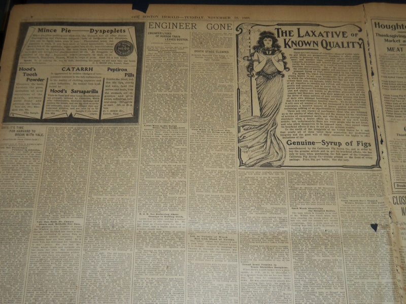 1905 NOV 28 THE BOSTON HERALD - DEAD PASSENGERS OF BOSTON & MAINE TRAINS- BH 267