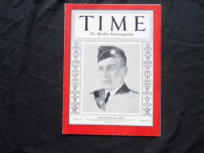 1932 SEPTEMBER 12 TIME MAGAZINE - COMMANDER HENRY L. STEVENS JR. - T 336