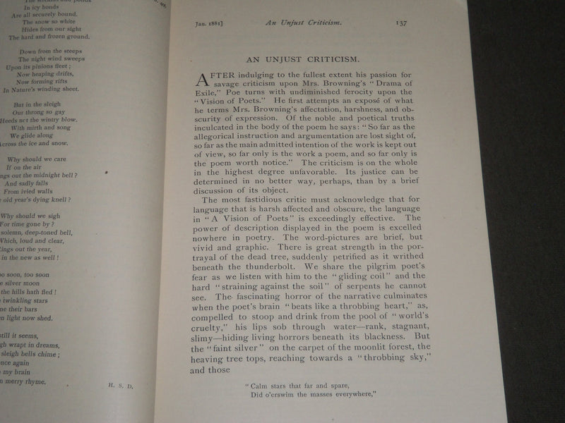 1881 JANUARY THE YALE LITERARY SOFTCOVER MAGAZINE - J 2342
