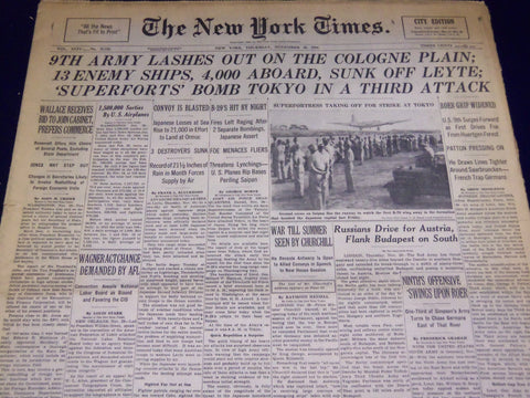 1944 NOVEMBER 30 NEW YORK TIMES - 9TH ARMY HITS COLOGNE PLAIN - NT 2816