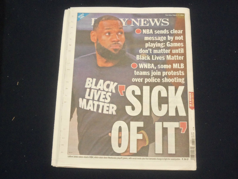 2020 AUGUST 27 NEW YORK DAILY NEWS NEWSPAPER - NBA TEAMS PROTEST WIS. SHOOTING