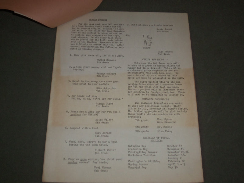 1943-1951 FRANK BOYNTON JUNIOR HIGH SCHOOL PROGRAM LOT OF 4 - ITHACA NY - J 2623