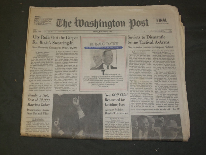 1989 JANUARY 20 THE WASHINGTON POST NEWSPAPER- GEORGE BUSH INAUGURATION- NP 3232