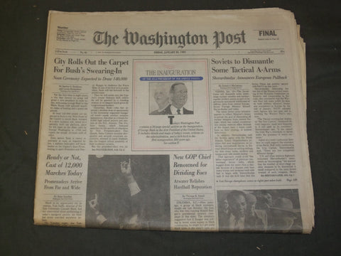 1989 JANUARY 20 THE WASHINGTON POST NEWSPAPER- GEORGE BUSH INAUGURATION- NP 3232