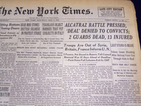 1946 MAY 4 NEW YORK TIMES - ALCATRAZ BATTLE PRESSED DEAL DENIED CONVICTS- NT 837