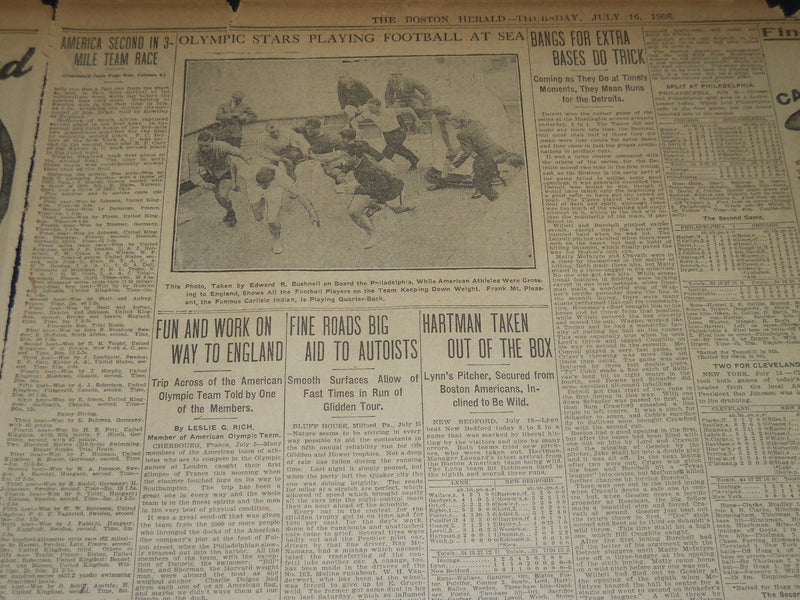 1908 JULY 16 THE BOSTON HERALD - SWEDISH ATHLETES TAKE TWO FIRSTS - BH 322