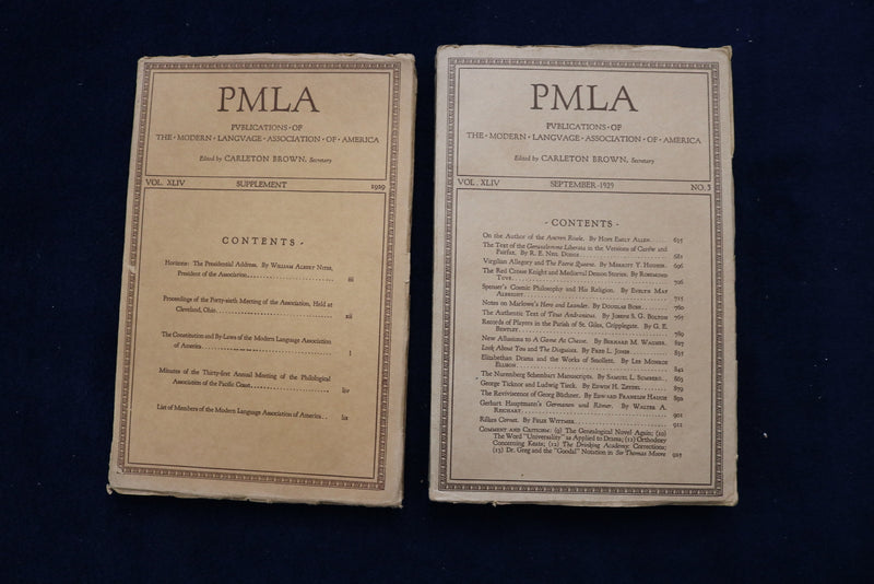 1929-1930 PUBLICATIONS OF THE MODERN LANGUAGE ASSOC. OF AMERICA-LOT OF 6-O 3415