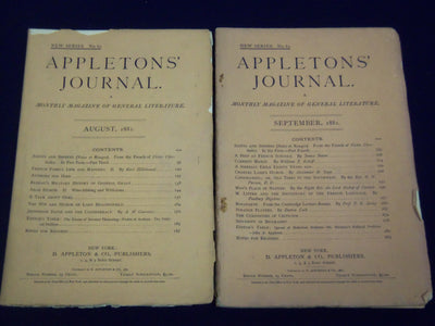 1881 APPLETON'S JOURNAL MAGAZINE LOT OF 4 ISSUES - NICE ADS & STORIES - WR 779