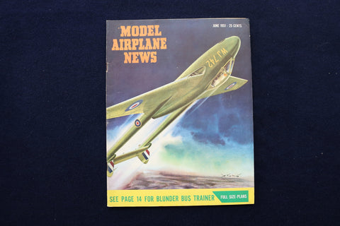 1951 JUNE MODEL AIRPLANE NEWS MAGAZINE - BLUNDER BUS TRAINER COVER - E 11495